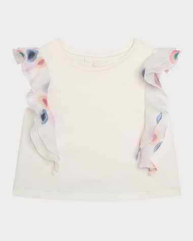Chloe Girl's Fancy Printed Ruffle-Trim Blouse, Size 4-14