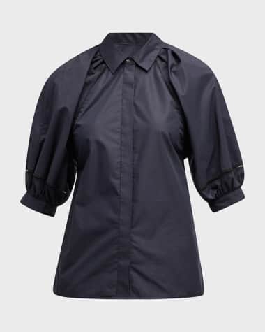 3.1 Phillip Lim Button-Front Lantern Sleeve Top