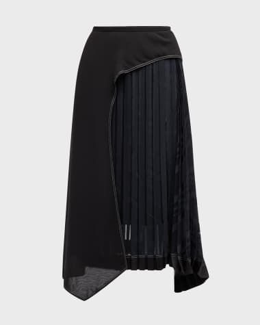 3.1 Phillip Lim Pleated Multi-Panel Draped Midi Skirt