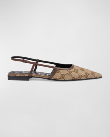 Gucci Demi Monogram Canvas Slingback Ballerina Flats