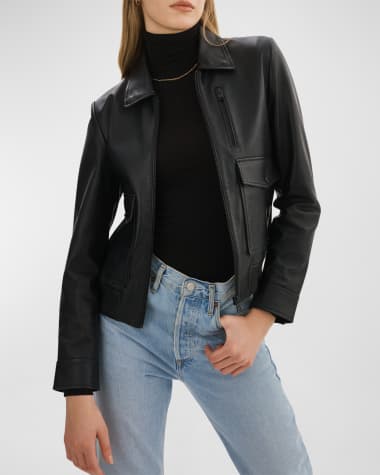 LaMarque Klemence Removable Wool Collar Leather Jacket
