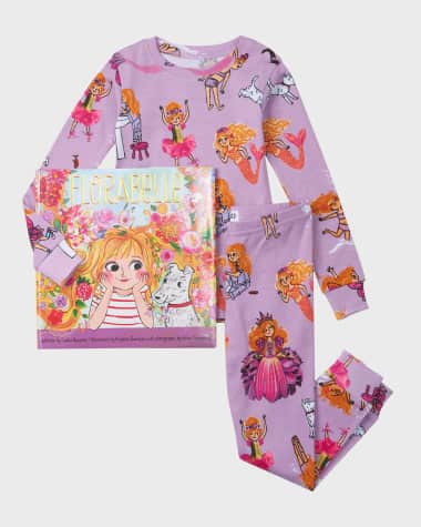 Books To Bed Girl's Florabelle Printed Pajamas & Book Set, Size 2-8