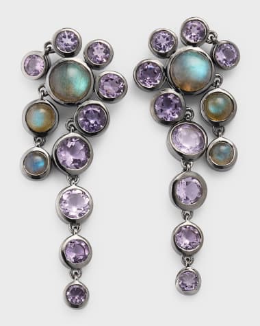 NAKARD Sterling Silver Mini Loop Labradorite Drop Earrings