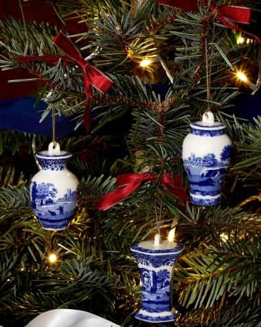 Spode Blue Italian Mini Ginger Jar Christmas Ornaments, Set of 3
