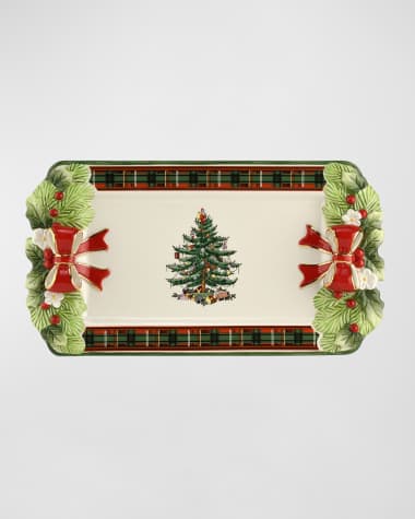 Spode Christmas Tree Figural Tartan Tray