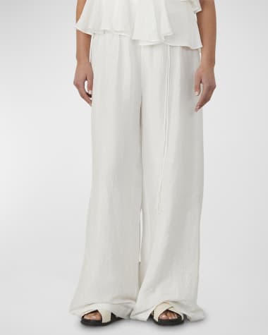JOSLIN Astrid Wide-Leg Pintuck Seersucker Pants