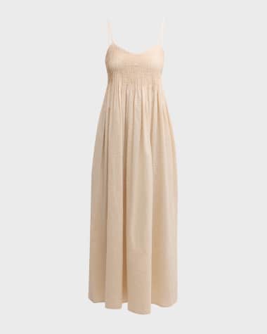Foemina Viv Sleeveless Pleated Seersucker Maxi Dress