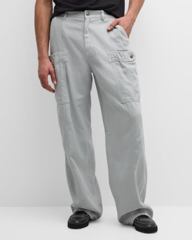 Palm Angels Men's Baggy Denim Cargo Pants
