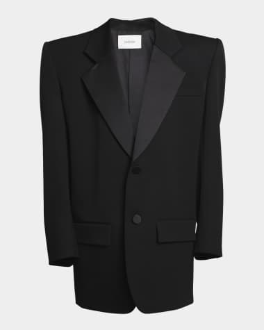 Saint Laurent Satin-Lapel Oversized Single-Breasted Jacket