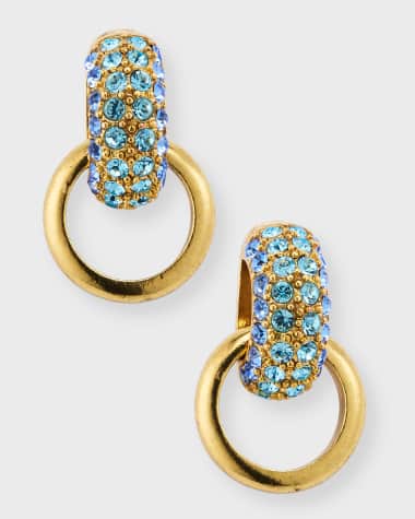 Oscar de la Renta Pave Bull Horn Single Link Earrings