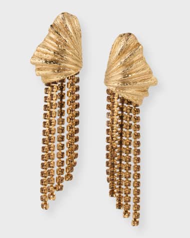 Oscar de la Renta Textured Shell Fringe Earrings