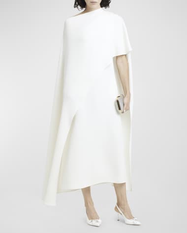 Valentino Garavani Long-Sleeve Cape Midi Dress