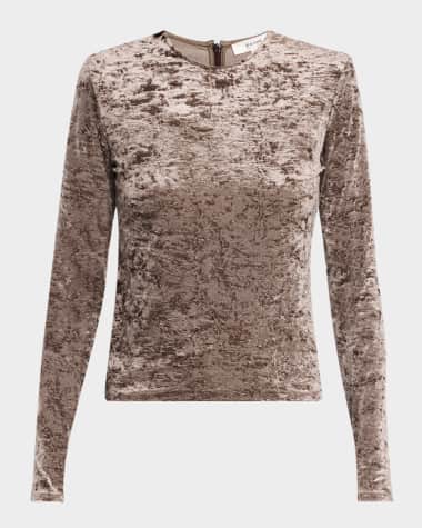 FRAME Long Sleeve Crushed Velvet Top