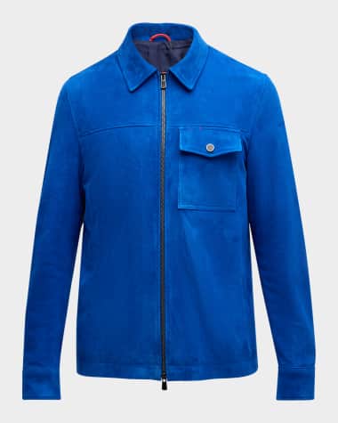 Isaia Men's Full-Zip Leather Blouson