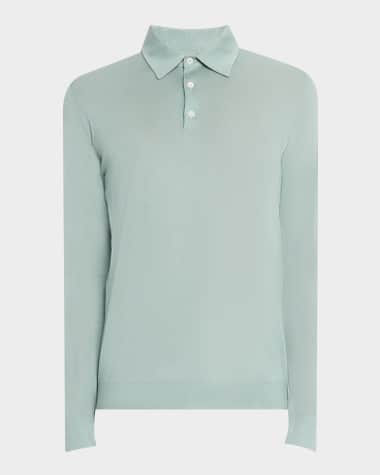 Isaia Men's Cashmere-Silk Polo Sweater