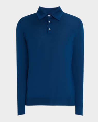 Isaia Men's Cashmere-Silk Polo Sweater