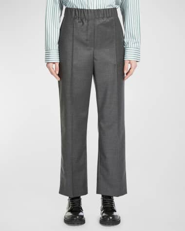 Weekend Max Mara Cropped Pintuck Flannel Pants