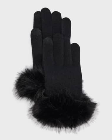 Chanel Rabbit Fur Trim Gloves