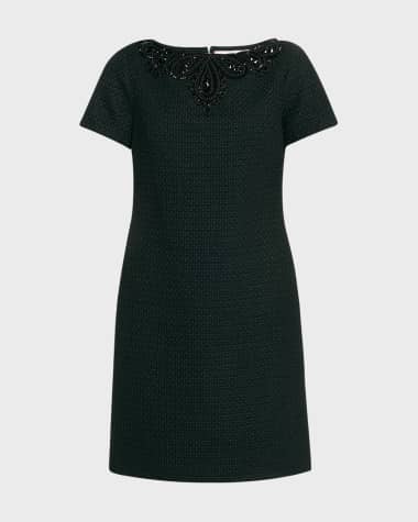 Carolina Herrera Embroidered Mini Shift Dress