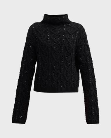 Carolina Herrera Embellished Cable Cashmere Wool Sweater