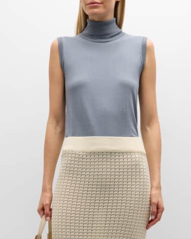 LE17SEPTEMBRE Sleeveless Silk-Cotton Turtleneck