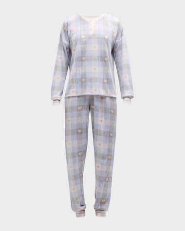 PJ Salvage Ski Jammie Floral-Print Thermal Pajama Set