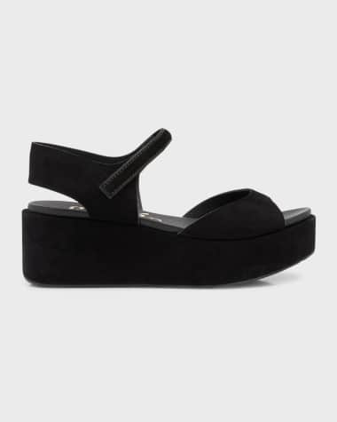 Pedro Garcia Nelly Suede Ankle-Grip Flatform Sandals