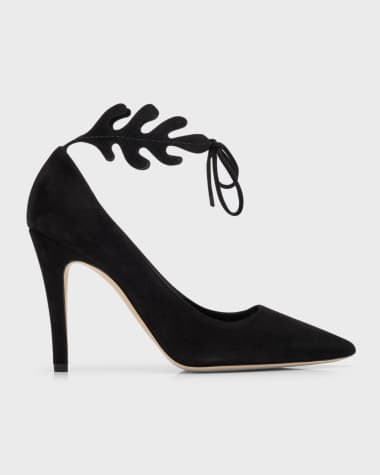 Manolo Blahnik Suede Ankle-Cuff Stiletto Pumps