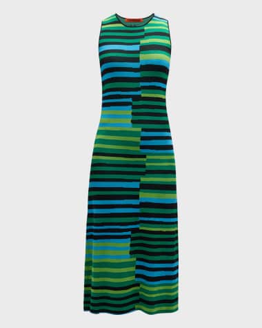 SIMONMILLER Axon Sleeveless Striped Midi Dress