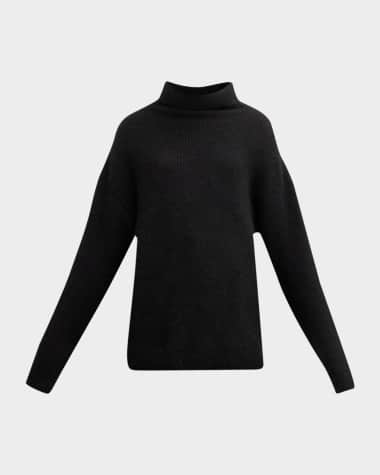 LAPOINTE Airy Cashmere Silk Ribbed Turtleneck Sweater
