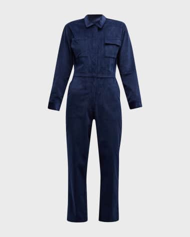 Rivet Utility Bigwig Straight Cropped Corduroy Jumpsuit