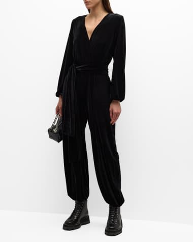 Rivet Utility Dazzler Belted Velvet Jumpsuit