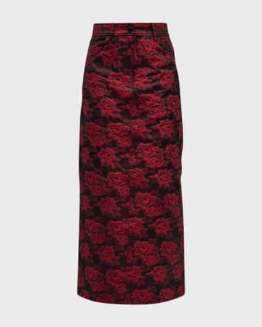 Ganni Botanical Jacquard Long Pencil Skirt