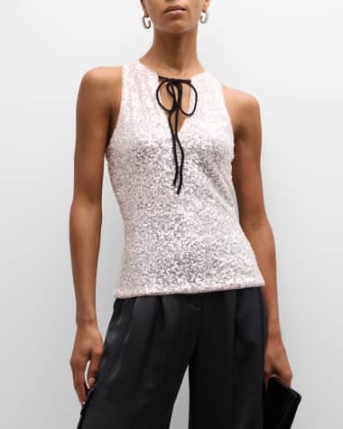 Ganni V-Neck 3D Sequin Top