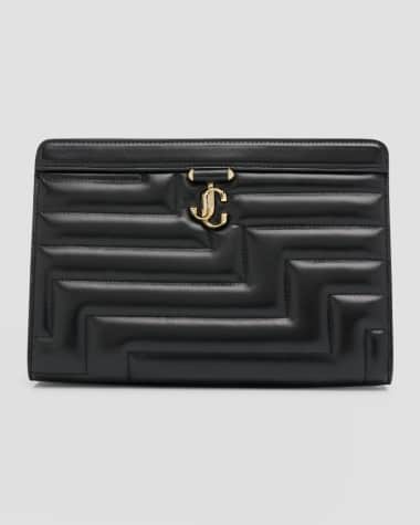 Jimmy Choo Avenue Quilted Leather Pouch Clutch Bag