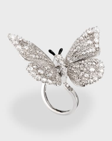 Staurino 18k White Gold Diamond Butterfly Ring, Size 7