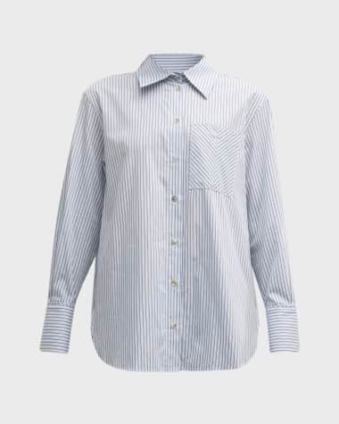 Marella Ignazio Striped Button-Down Cotton Poplin Shirt