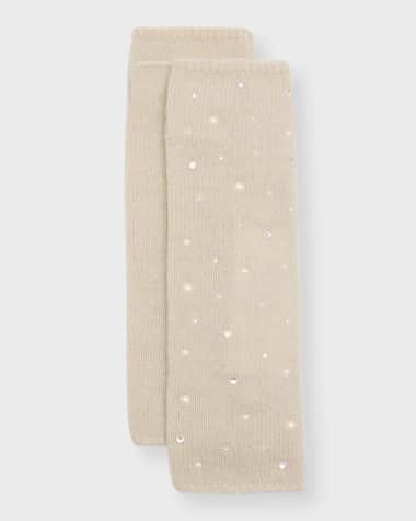 Carolyn Rowan Embellished Long Fingerless Cashmere Gloves
