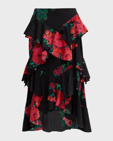 Libertine Seville Rose Tiered Ruffle Midi Skirt