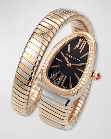 BVLGARI 35mm Serpenti Tubogas Diamond Watch, Two-Tone/Black