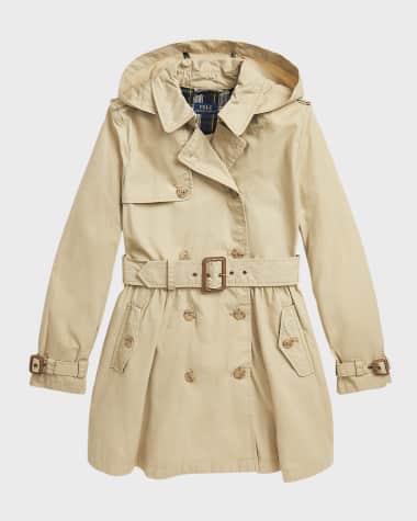 Ralph Lauren Childrenswear Girl's Hooded Slim Fit Trench Coat, Size 7-16 Girl's Hooded Slim Fit Trench Coat, Size 2-6X