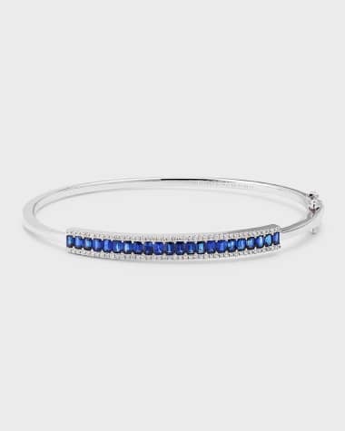 David Kord 18K White Gold Bangle with Blue Sapphires and Diamonds