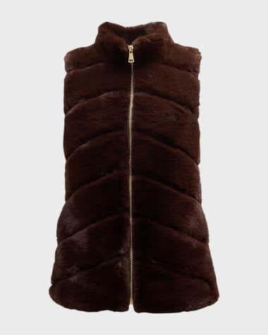 La Fiorentina Chevron Faux Mink Fur Vest
