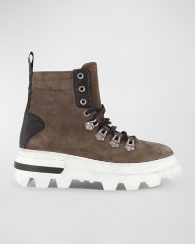 Karl Lagerfeld Paris Men's Lug Sole Suede Hiking Boots