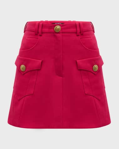 Balmain Trapeze Mini Skirt with Flap Pockets