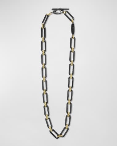 LAGOS 18K Gold and Black Ceramic Signature Caviar Link Necklace
