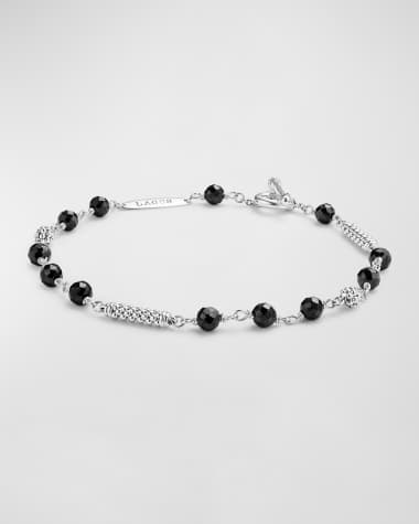 LAGOS Sterling Silver Caviar Icon Black Ceramic Beaded Bracelet