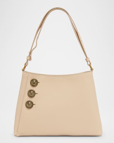 Balmain Embleme Shoulder Bag in Grained Leather