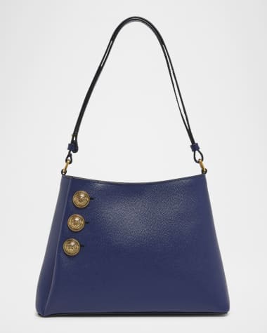 Balmain Embleme Shoulder Bag in Grained Leather