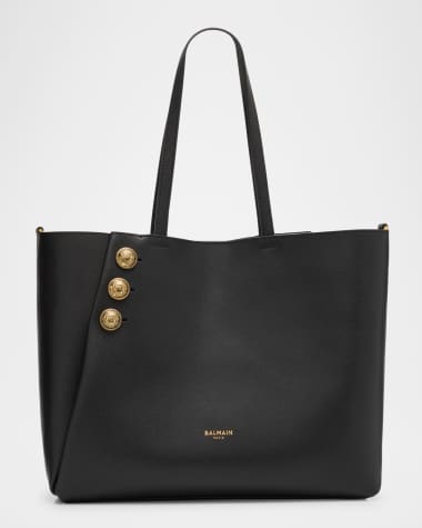 Balmain Embleme Shopper Tote Bag in Grained Leather
